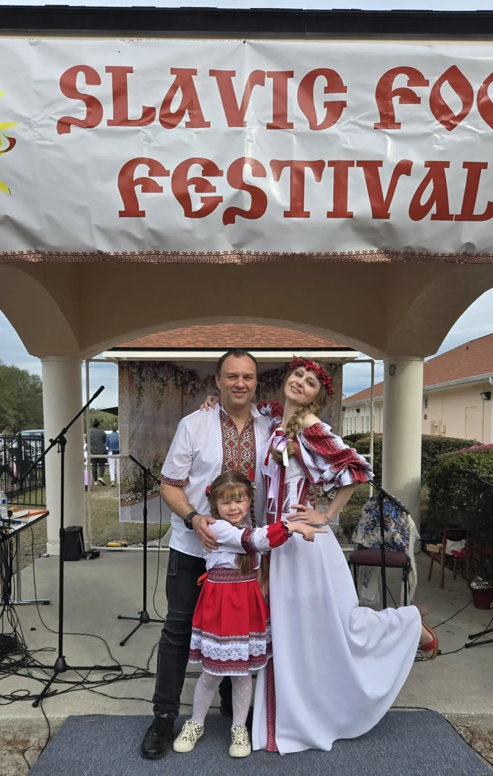 International folk dancers in traditional dress